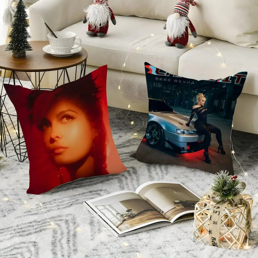 Bebe Rexha Linen Cushion Cover – Breathable Pillowcase & Zipper Decorative Cushion Cover Axl