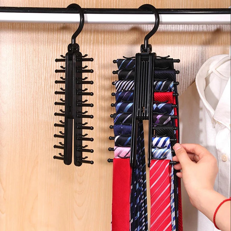 20-Row Tie & Belt Organizer Rack – 360° Rotating Closet Hook Closet Organizer Rack Axl A