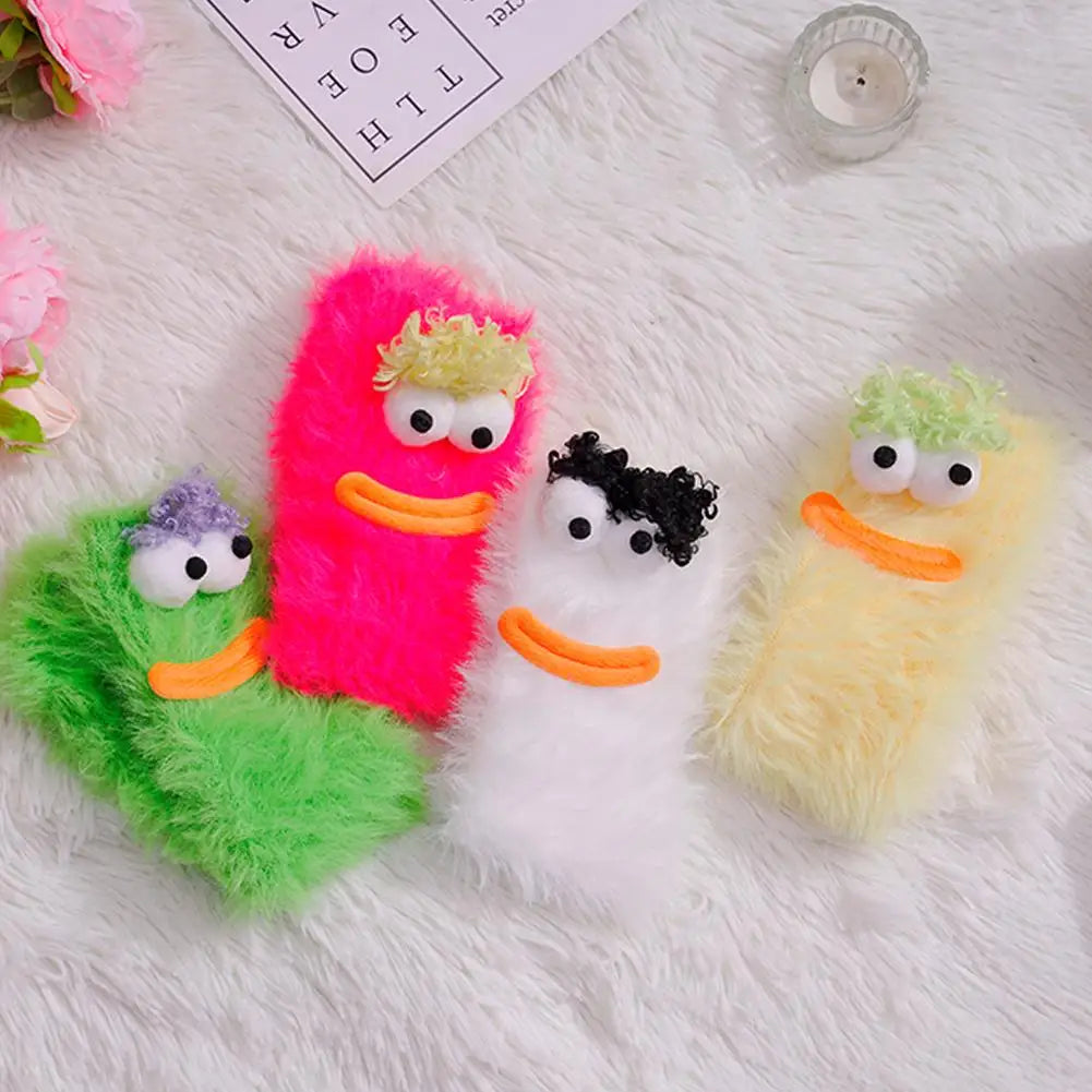 Plush Monster Cartoon Socks – Funny Big Eyes Women's Warm Socks Novelty Crew Socks Axl