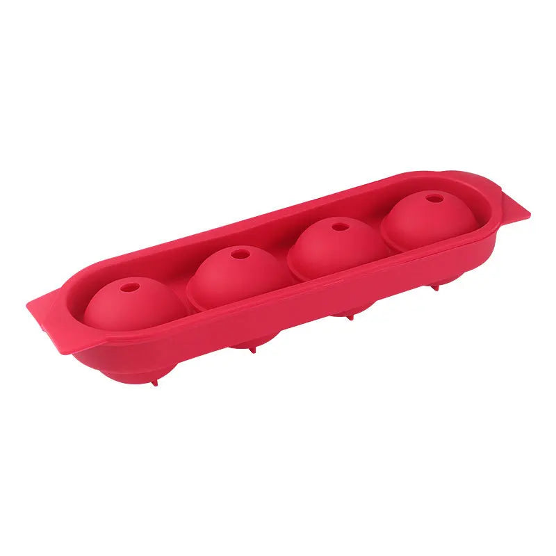 Large Silicone Ice Ball Mold – 4-Cavity Whiskey Ice Maker Ice Ball Mold Axl Red