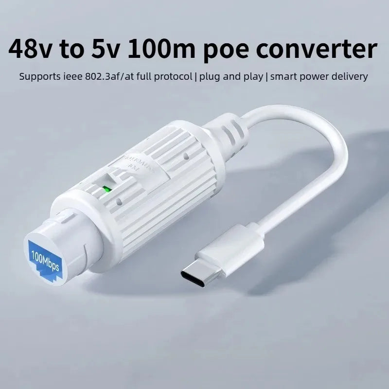 PoE to USB-C Converter 44–57V to 5V/2A | IEEE 802.3af/at PoE Converter Adapter Axl