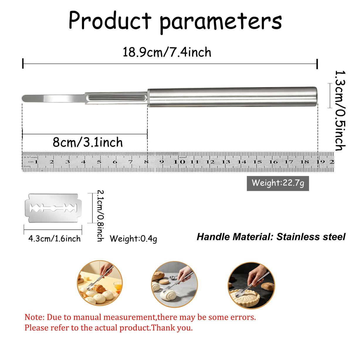 Bread Lame Dough Scoring Knife – Stainless Steel Baker Tool Bread Scoring Knife Axl