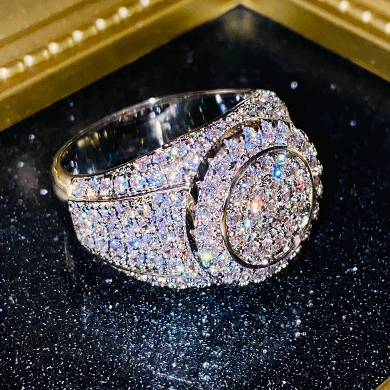 Huitan Women's Cubic Zirconia Pave Ring – Sparkling Party Band Fashion Ring Axl