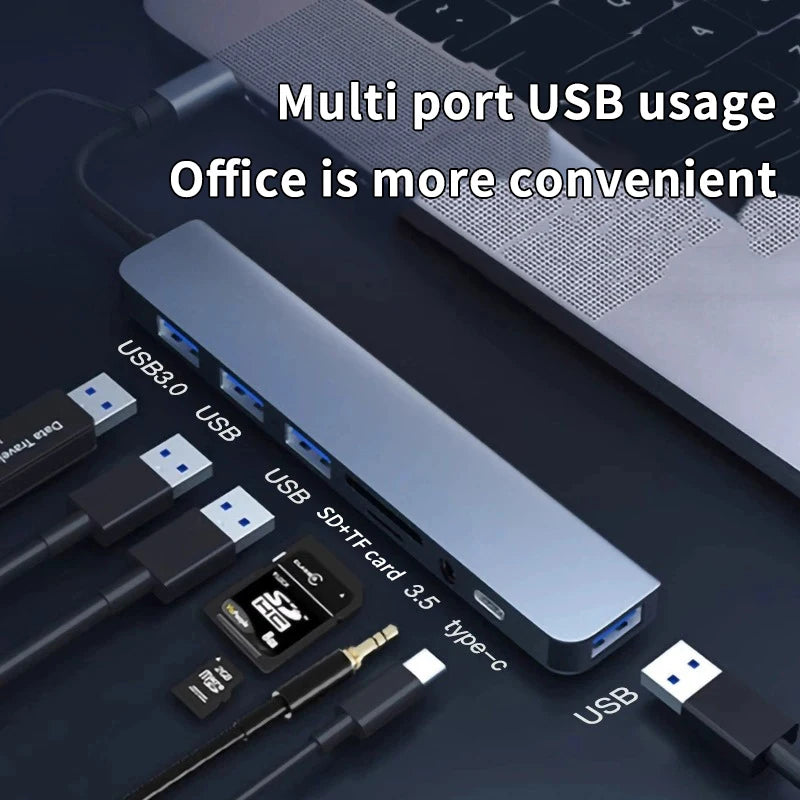 8-in-1 USB-C Hub – Audio Jack & TF Card Reader Adapter USB-C Hub Adapter Axl