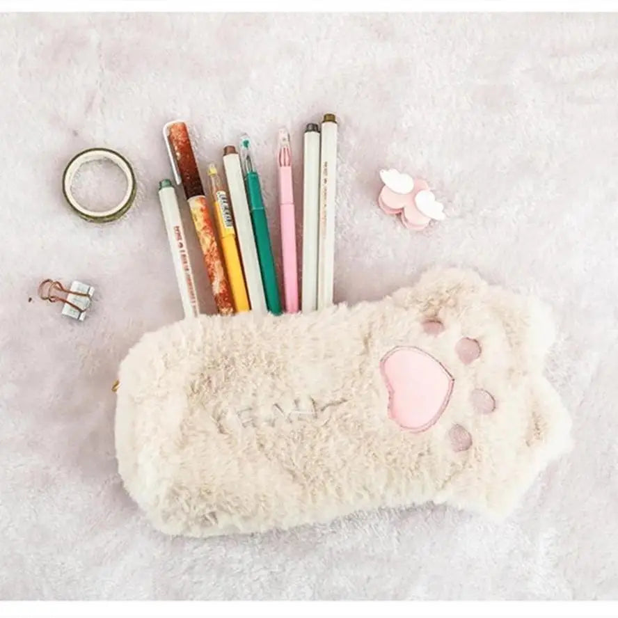 Japanese Plush Cat Claw Pencil Case – Large Capacity Pouch Plush Pencil Case Axl