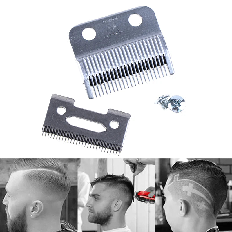 Hair Clipper Replacement Blades – Movable & Static Steel Set Clipper Blade Set Axl