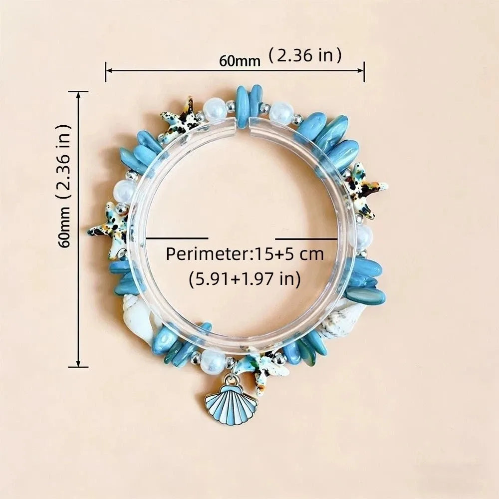 Shell Starfish Pearl Bracelet – Adjustable Beach Bangle for Women Shell Beaded Bracelet Axl