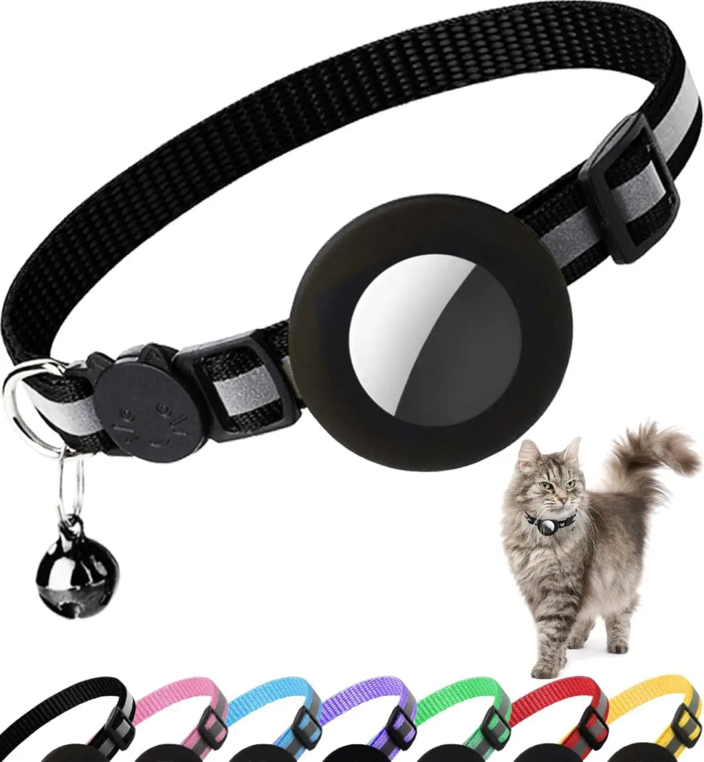 Breakaway Cat Collar with AirTag Holder, Bell & Reflective Strip Cat Collar Axl