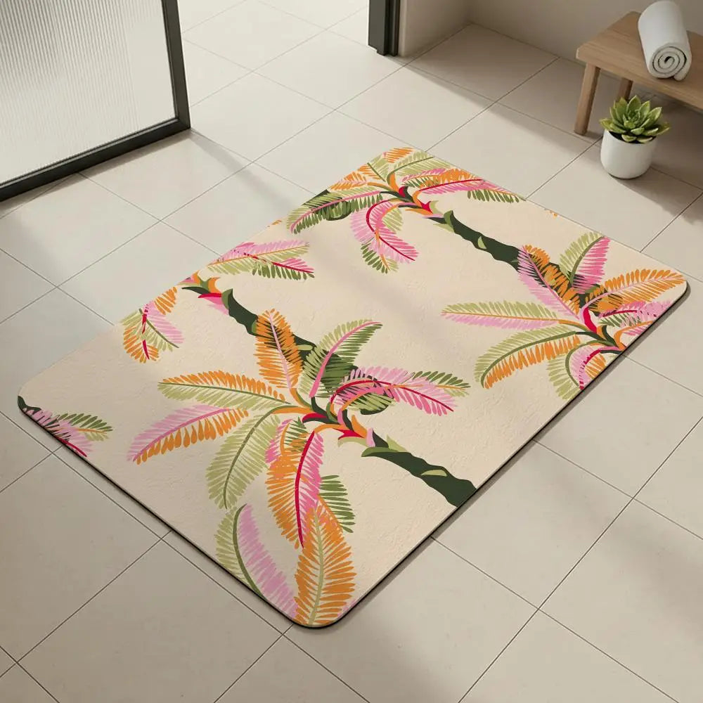 Tropical Palm Diatomite Bath Mat – Quick Dry & Anti-Slip Diatomite Bath Mat Axl White5 30x45cm