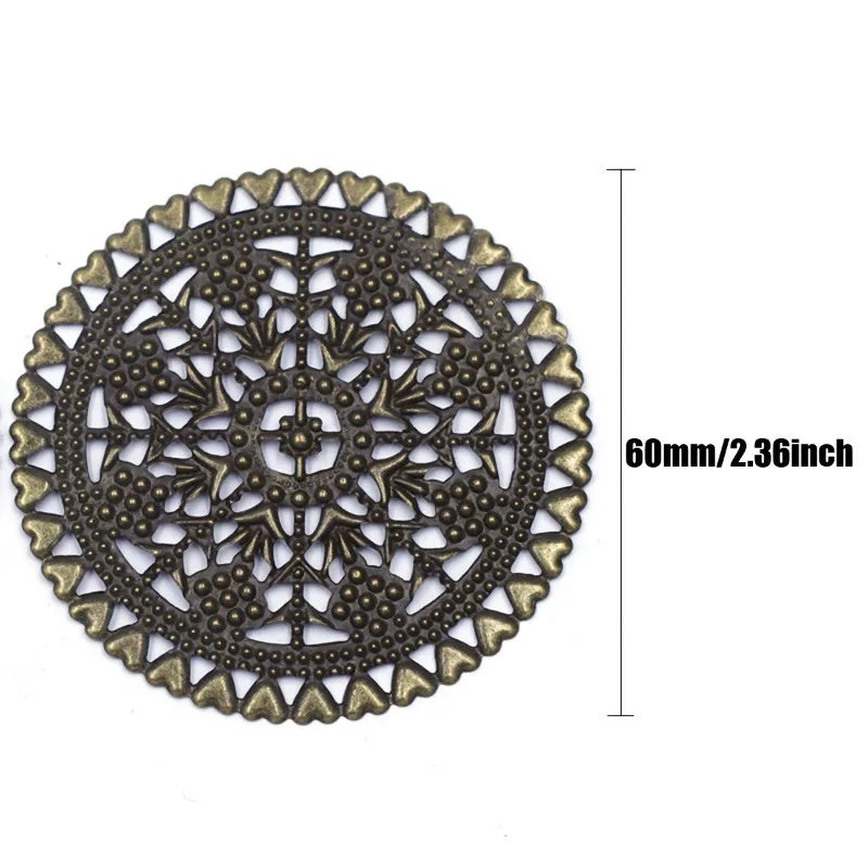 25 Pcs Vintage Bronze Heart Filigree Wraps 60mm | DIY Jewelry Jewelry Filigree Wraps Axl