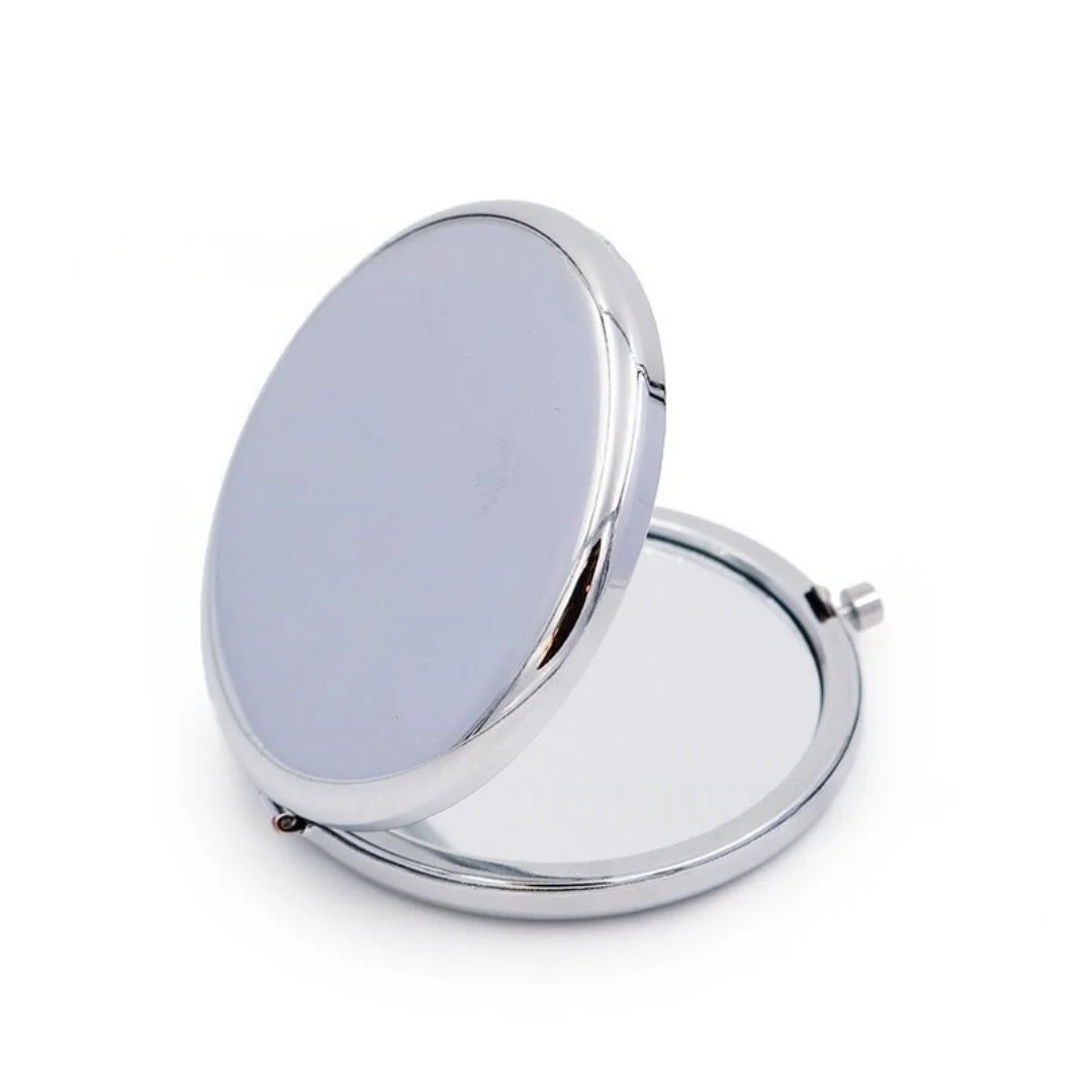 Double-Sided Folding Compact Makeup Mirror – Metal Travel Compact Makeup Mirror Axl Silver
