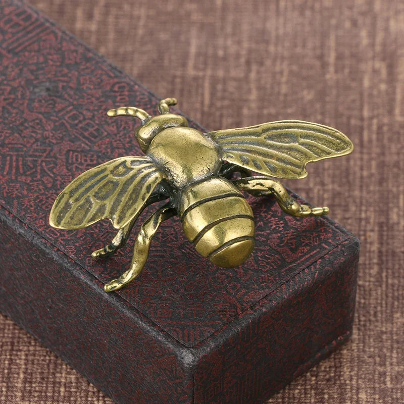 Solid Brass Honeybee Figurine – Miniature Tea Pet Desk Ornament Brass Figurine Axl