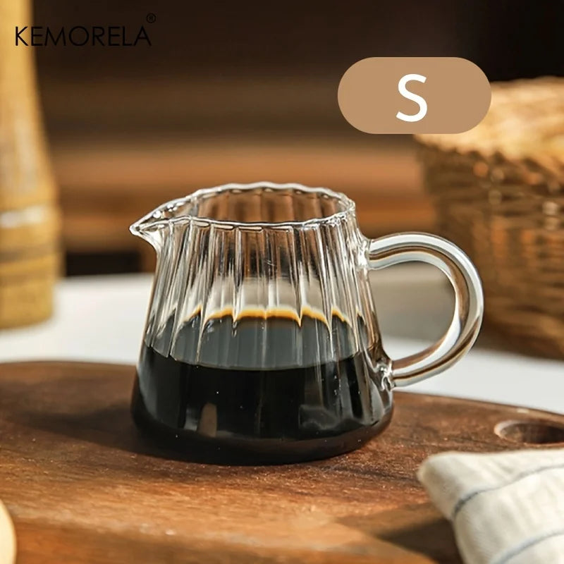 KEMORELA Retro Striped Glass Coffee Measuring Cup & Creamer Jar Glass Coffee Cup Axl S