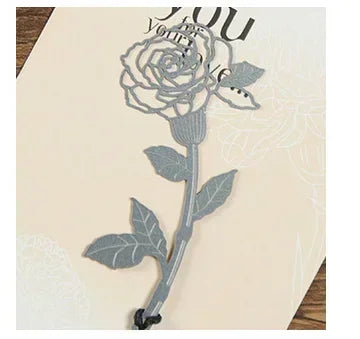 Brass Metal Flower Bookmark – Hollow Rose & Carnation Gift Metal Bookmark Axl 2-SE