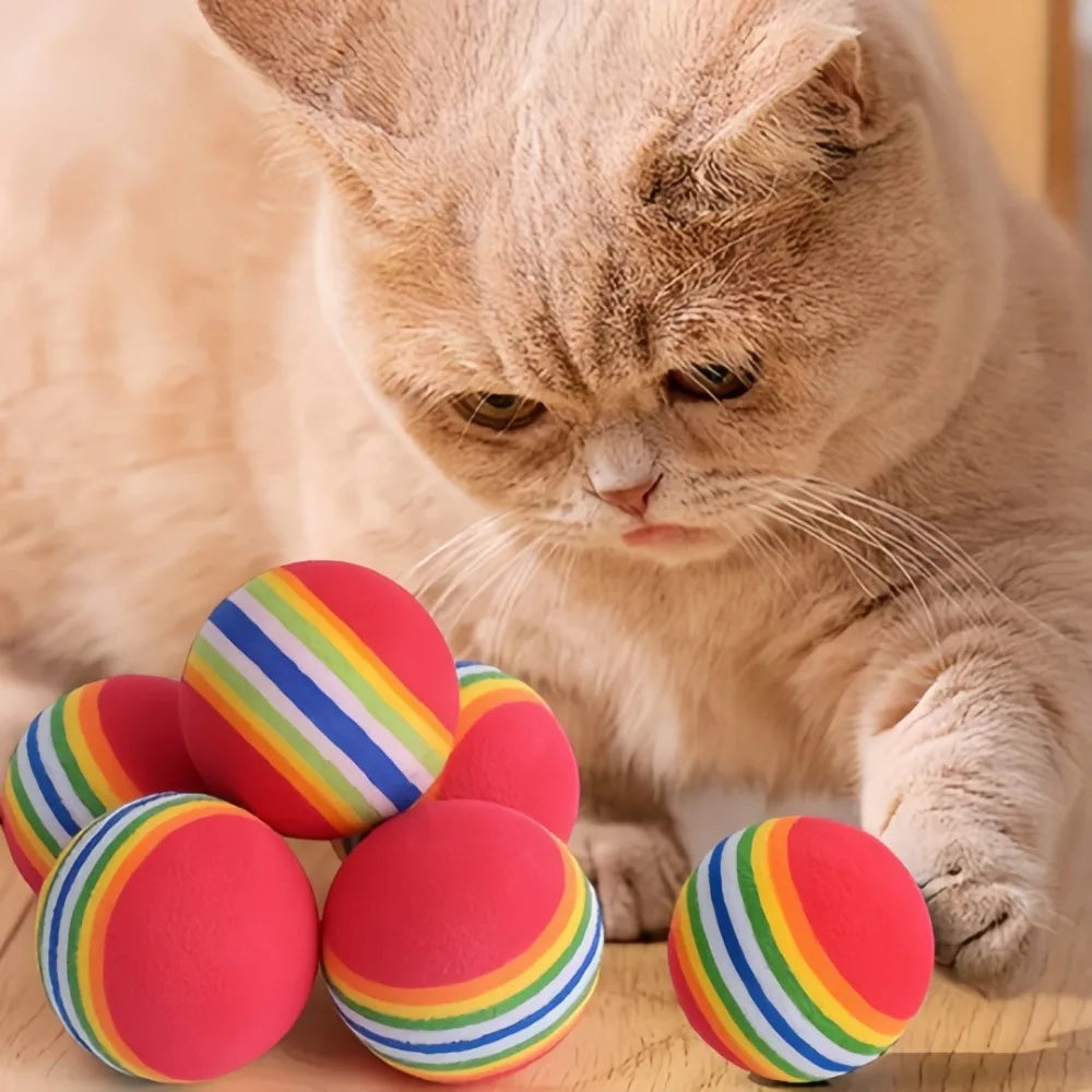 Rainbow EVA Cat Toy Balls 5-Pack – Interactive Pet Play Cat Toy Balls Axl