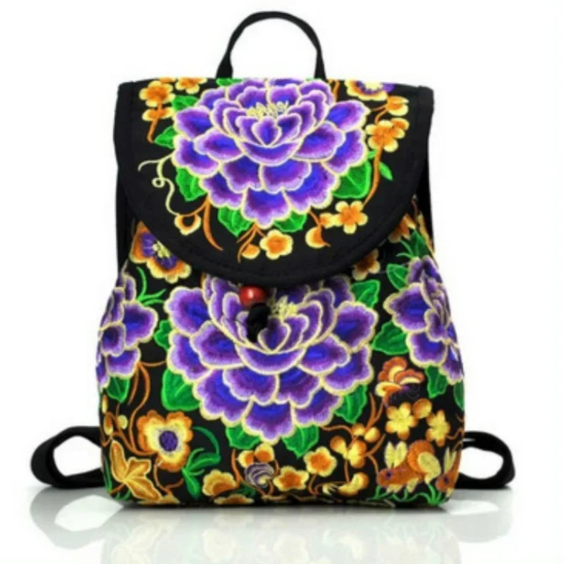 Women's Embroidered Mini Canvas Backpack – Chinese Ethnic Style Embroidered Mini Backpack Axl