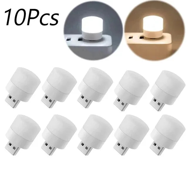 Mini USB LED Night Light – Warm & White Plug-In Lamp 1/3/10 Pack USB Night Light Axl 10PCS-Mix
