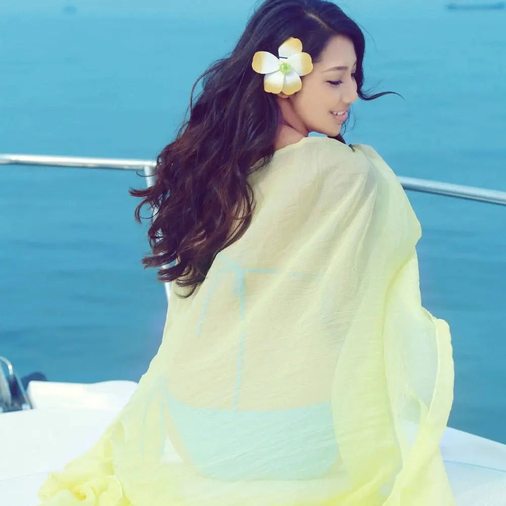 Women's Large Sun-Protective Shawl Scarf | Korean Style Wrap Shawl Scarf Wrap Axl yellow