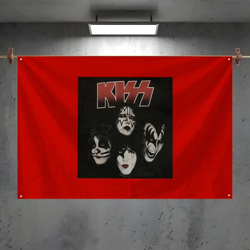 KISS Band Flag – Indoor & Outdoor Concert Wall Banner Art Music Band Flag Axl White2 120x180cm