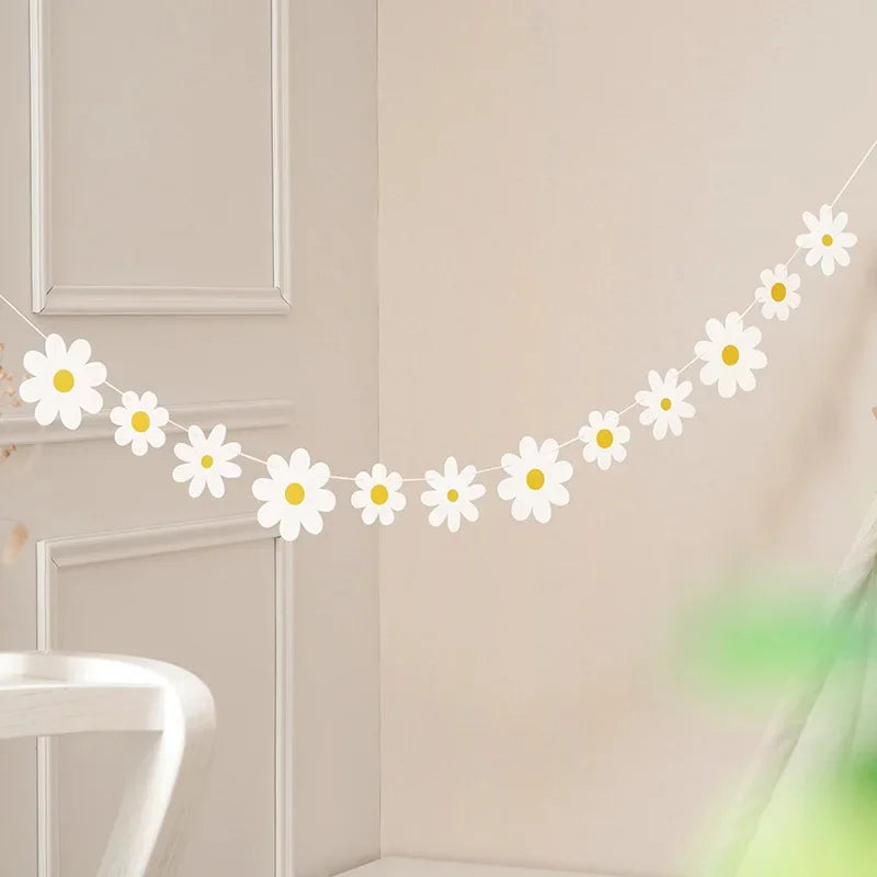 White Flower Garland Banner – Birthday, Baby Shower & Wedding Party Banner Axl