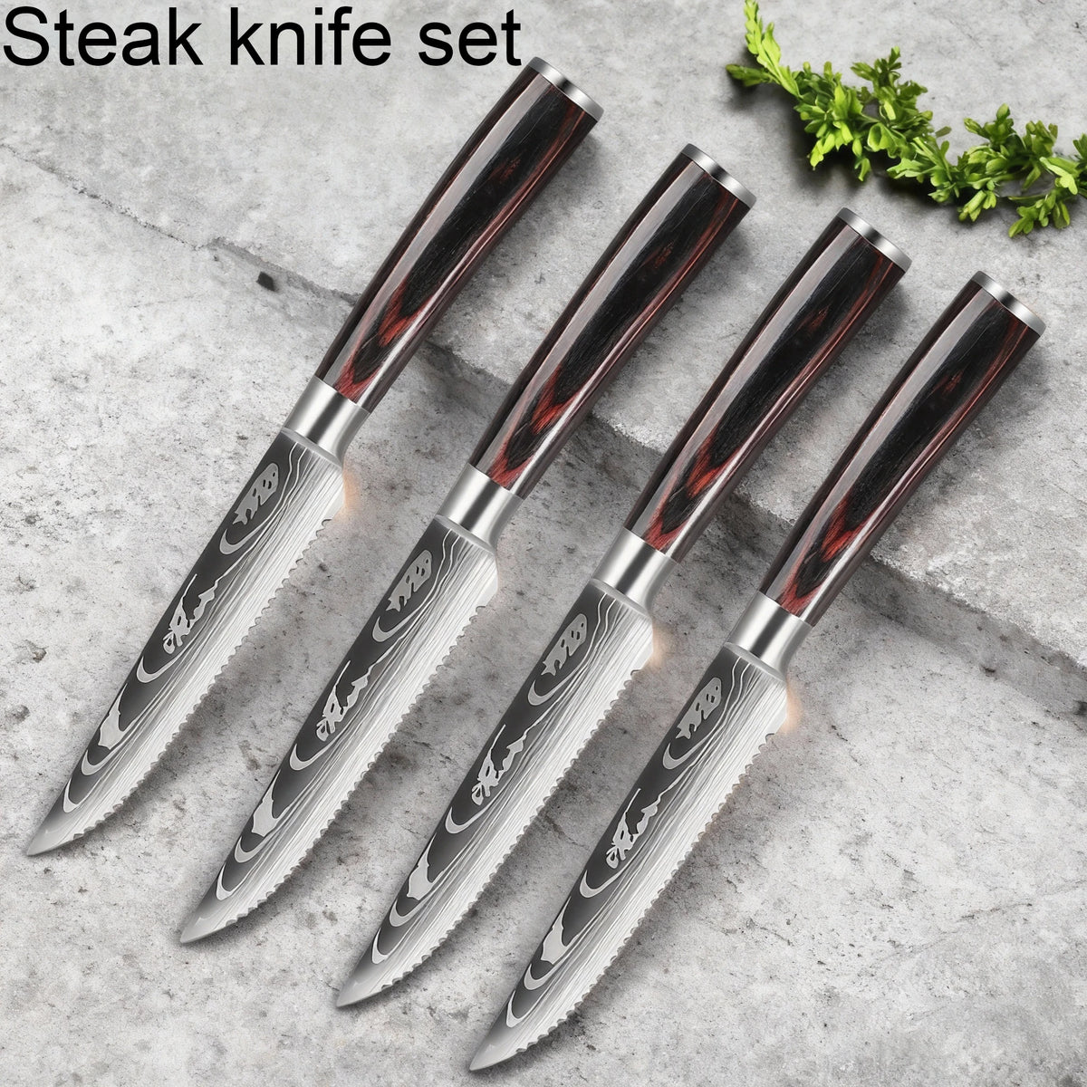 Damascus Steak Knife Set 1–8 Pcs | 4.5" Stainless Steel Knives Steak Knife Set Axl