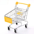 Mini Metal Shopping Cart Desktop Decor Model | Novelty Gift Desktop Decor Model Axl yellow
