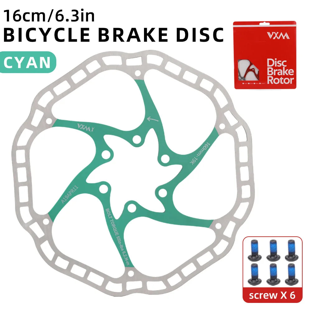 VXM Floating Disc Brake Rotor 160/180mm 6-Bolt MTB Bike Disc Brake Rotor Axl 160MMCyan