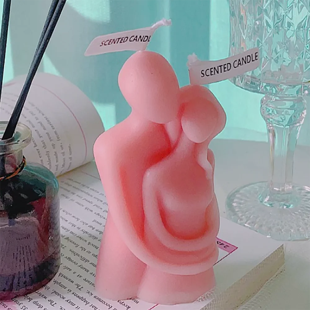 Couple Hug Body Art Soy Wax Aromatherapy Candle | Home Decor Decorative Scented Candle Axl pink