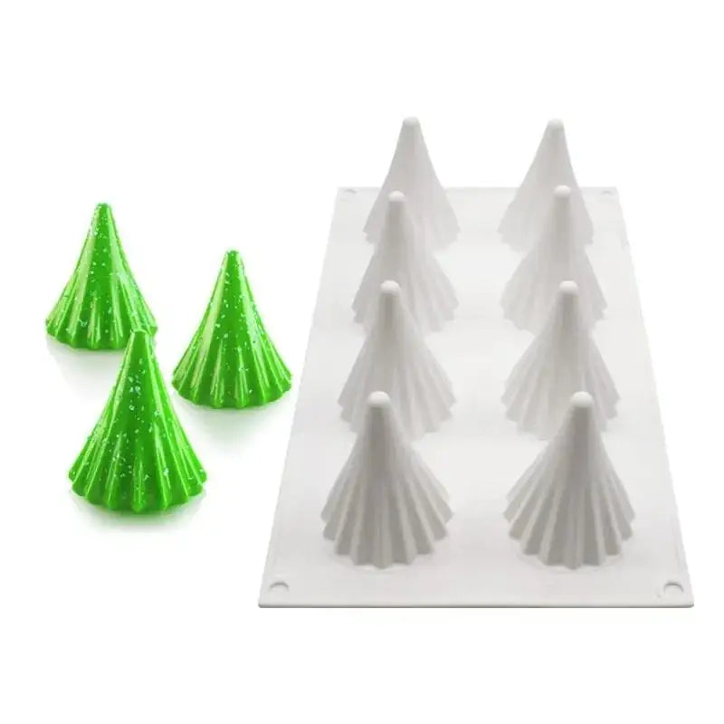 8-Grid Christmas Tree Silicone Mold – Chocolate, Candle & Fondant Silicone Baking Mold Axl