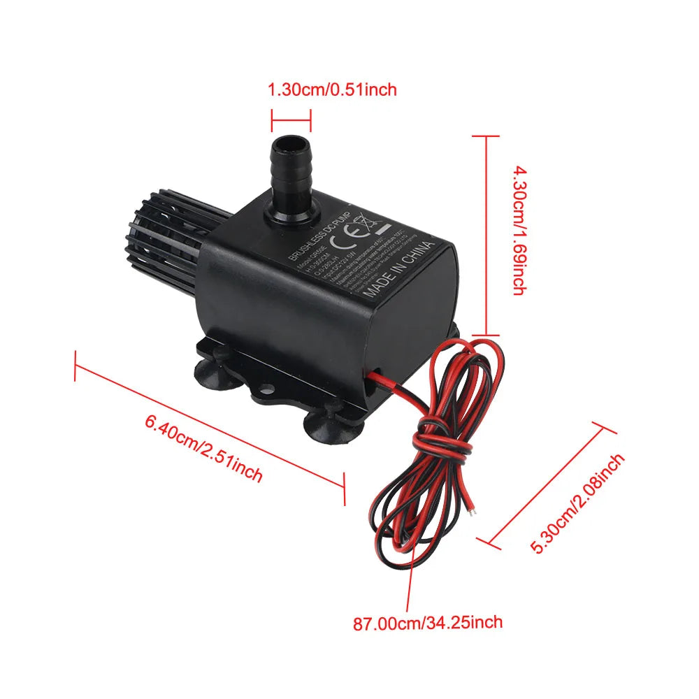 DC 12V Mini Brushless Submersible Water Pump 280L/H 300cm Lift Submersible Water Pump Axl