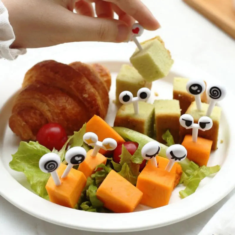 10-Piece Kawaii Cartoon Eye Bento Food Picks & Fruit Forks Bento Food Picks Axl