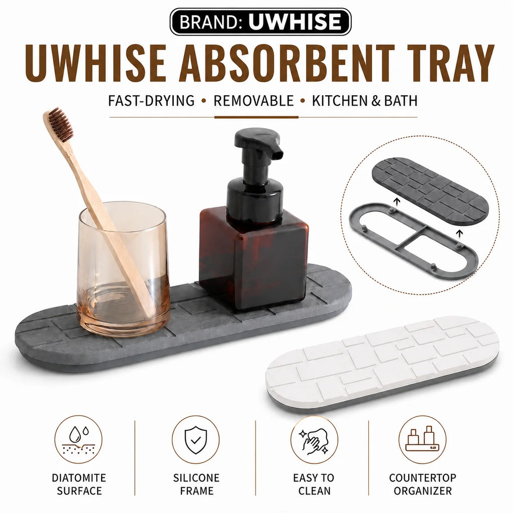 Diatomite Sink Tray with Silicone Base | Fast-Drying Stone Mat Stone Drying Mat Axl