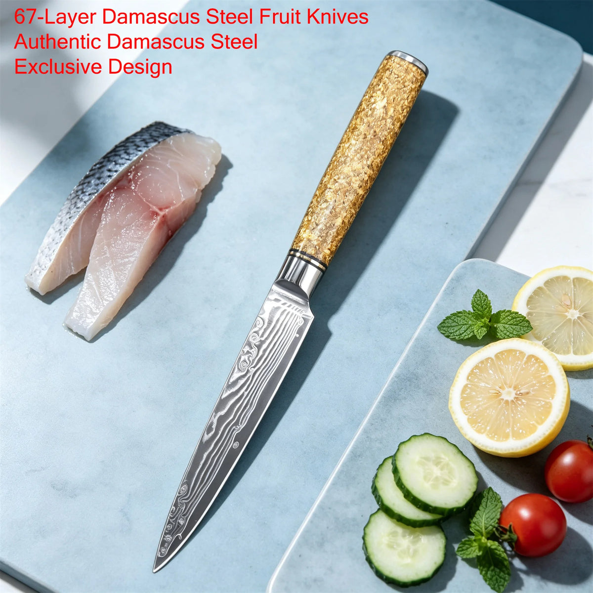 Damascus Steel 67-Layer Paring Knife – Sharp Kitchen Knife Damascus Paring Knife Axl Fruit Knife