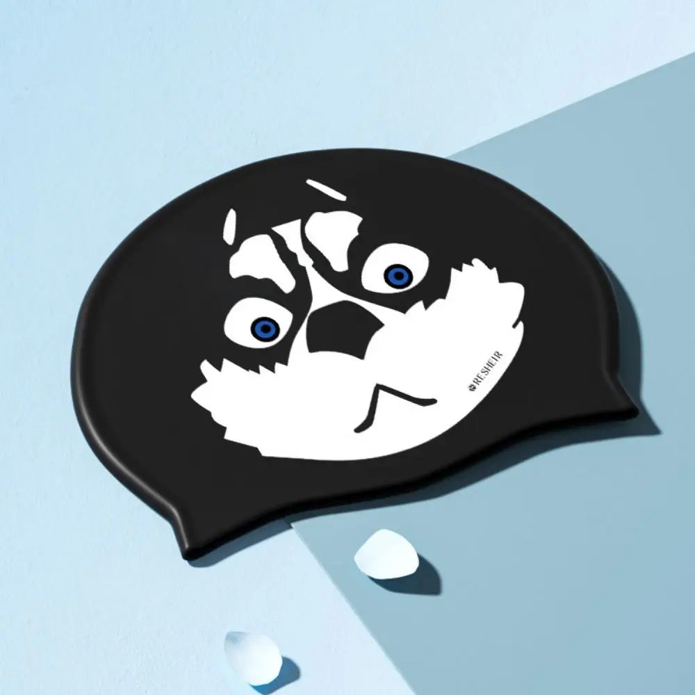 Funny Dog Silicone Swimming Cap – Elastic Pool Hair Cover Silicone Swim Cap Axl