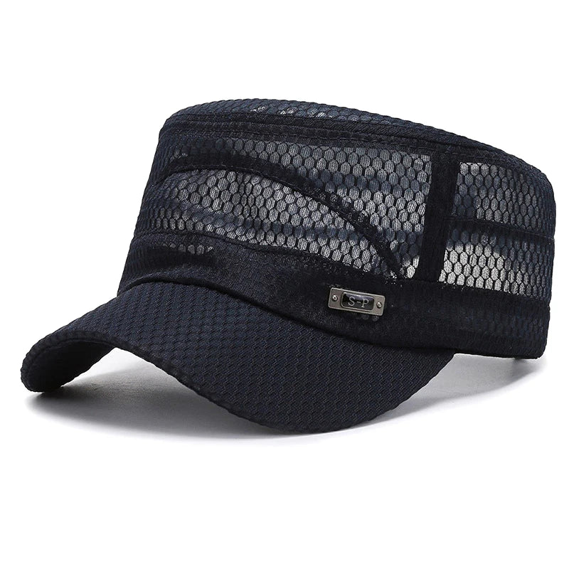 Men's Mesh Snapback Cap – Flat Top Breathable Trucker Hat Snapback Trucker Hat Axl A3