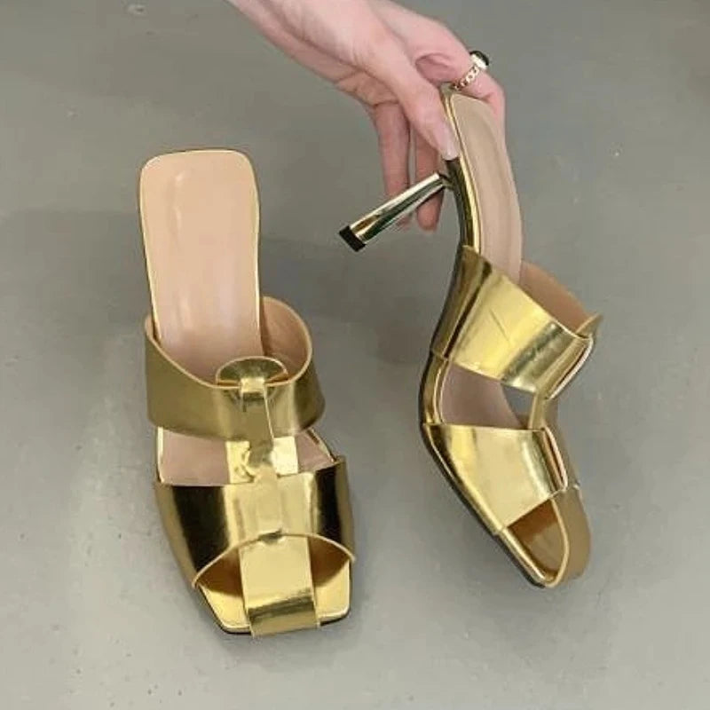 Women's Thin Heel Slide Sandals – Elegant High Heel Summer Shoes High Heel Sandals Axl