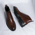 Men's British High-Top Pointed Toe Patent Leather Ankle Boots Men's Ankle Boots Axl Brown 38