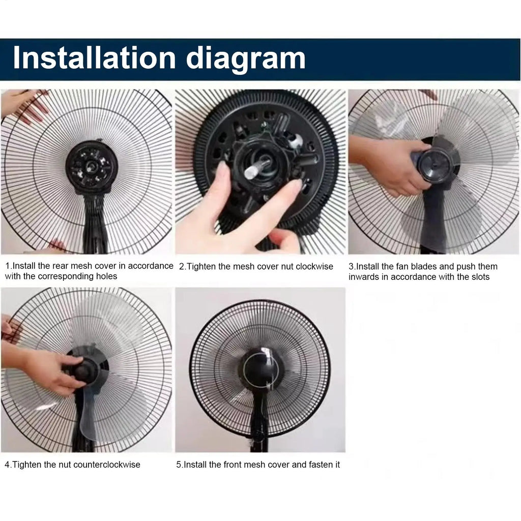 16-Inch Pedestal Fan Blade Replacement with Nut Cover | PP Fan Blade Replacement Axl