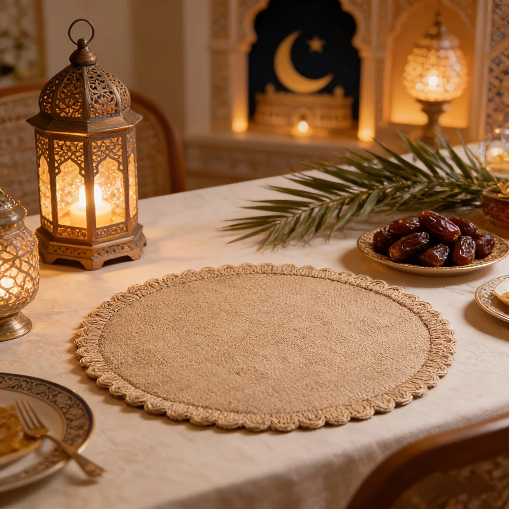 Bohemian Round Linen Placemats Set 6 or 10 Pcs | Table Mats Linen Placemats Set Axl