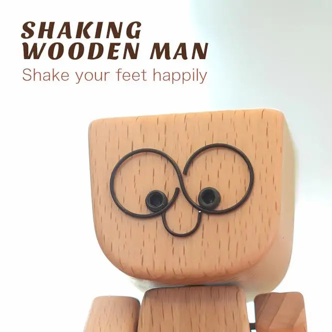 Shaking Wooden Man Figurine – Funny Car Dashboard Ornament Novelty Desk Figurine Axl