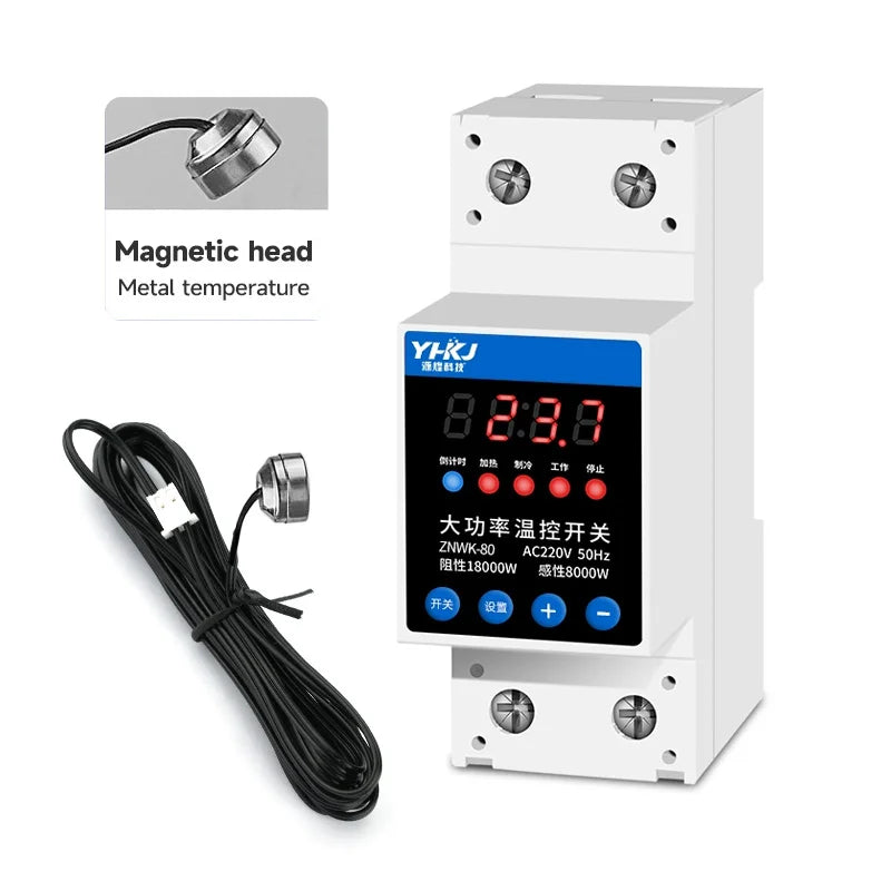 CKCTINNER 80A DIN Rail Temperature Control Switch AC 220V NTC Temperature Control Switch Axl Magnetic head