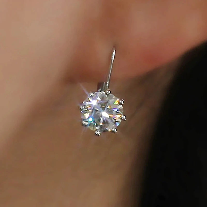Huitan 6-Claw Cubic Zirconia Drop Earrings | Silver Women's Gift Drop Earrings Axl