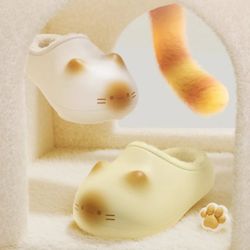 Lorilury Cat Plush Women's Slippers – Non-Slip Waterproof Mules Indoor House Slippers Axl