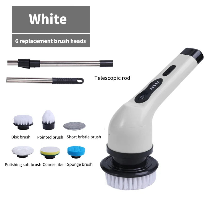 BALASHOV 9-in-1 Electric Spin Scrubber | Kitchen & Bathroom Electric Spin Scrubber Axl White 6 heads