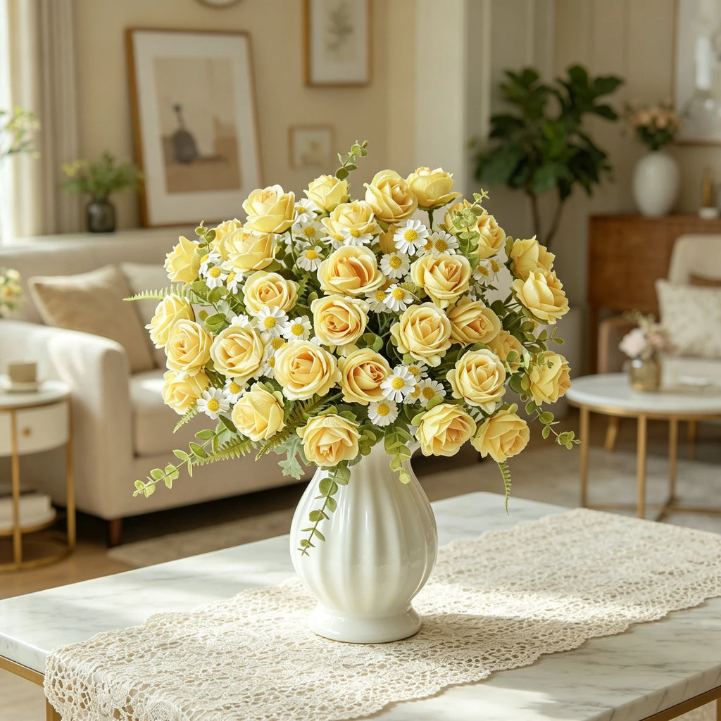 Silk Rose Artificial Flower Bouquet for Wedding & Home Decor Artificial Flower Bouquet Axl