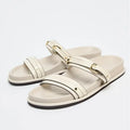 Women's Metal Buckle Flat Slide Sandals | Non-Slip Beach Slippers Flat Slide Sandals Axl White 35
