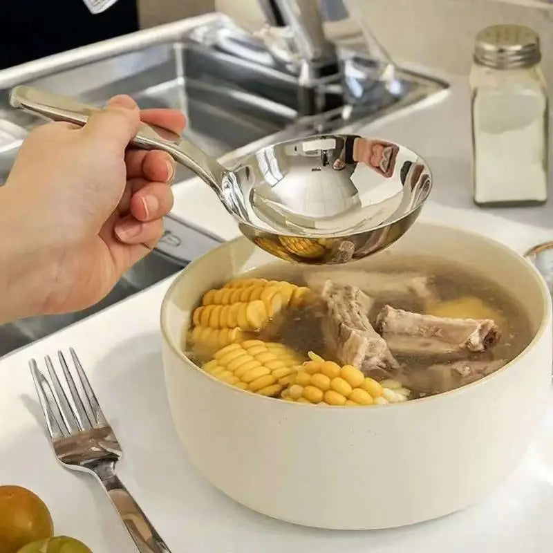 Stainless Steel Large Round Soup Spoon | Short Handle Ladle Soup Spoon Axl