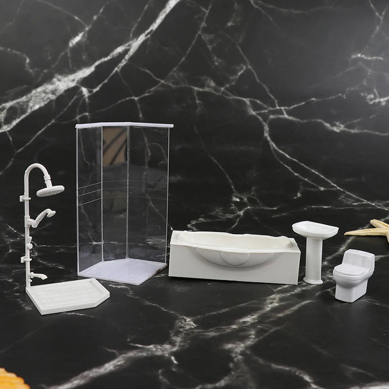 1:25 Dollhouse Miniature Bathroom Set – Toilet, Tub & Sink Dollhouse Accessory Set Axl