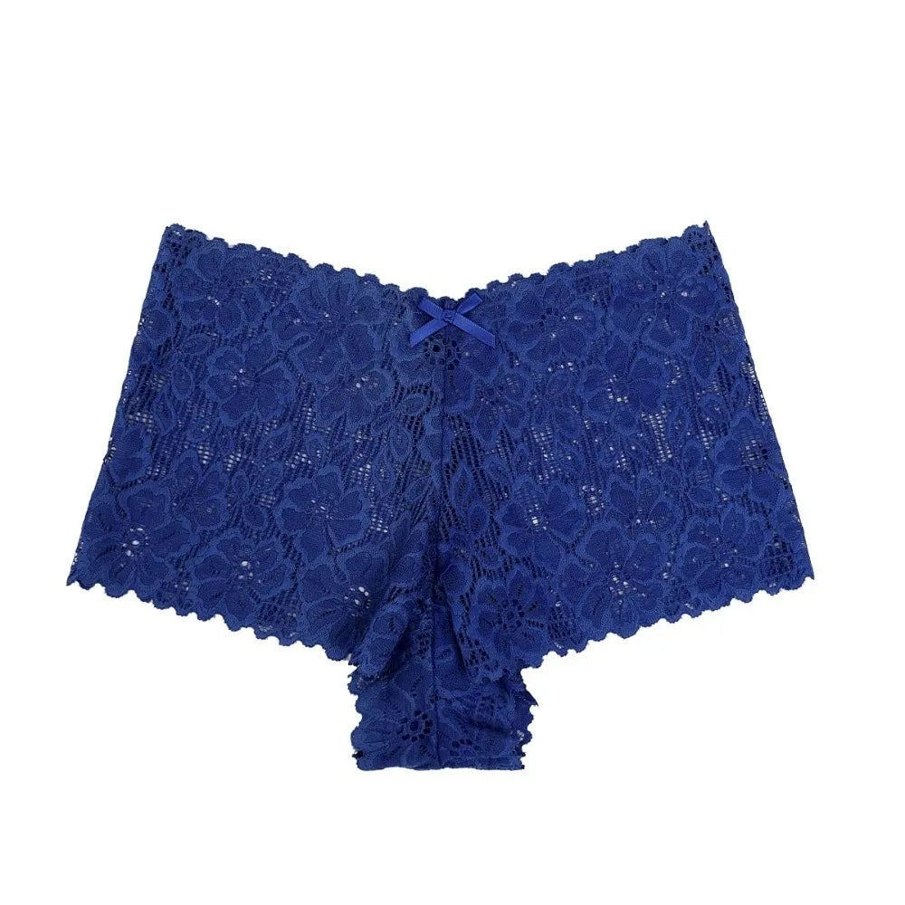 Women's Low-Rise Lace Briefs – Cotton Crotch Breathable Panties Women's Lace Briefs Axl Blue M 1pc-1pc-