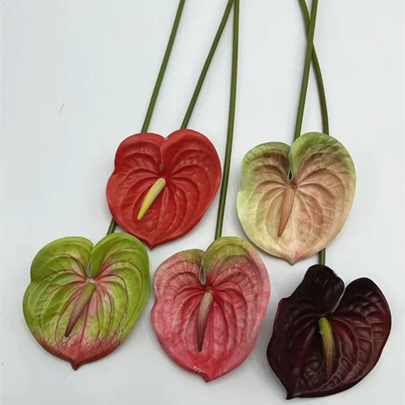 Real Touch PU Anthurium Artificial Flower Branch 61cm Stem Artificial Flower Branch Axl